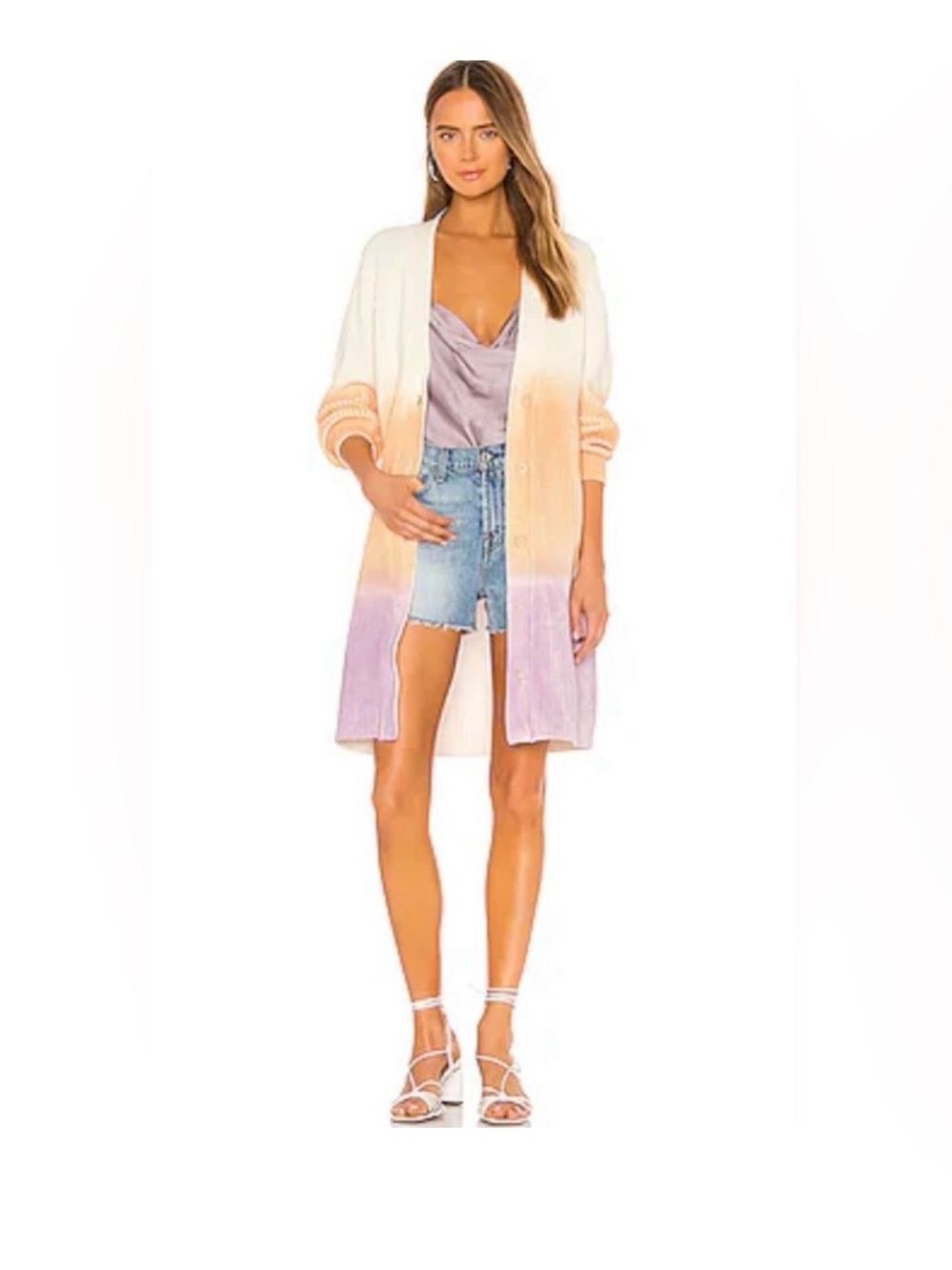 NWOT 525 America Lilac Ombré Cardigan S 100% Cotton